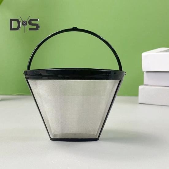 Filtru de cafea din oțel inoxidabil pentru aparat de cafea, reutilizabil, cu mâner încorporat, fără BPA, plasă fină, strecurătoare de cafea, coș de filtru pentru aparat de cafea