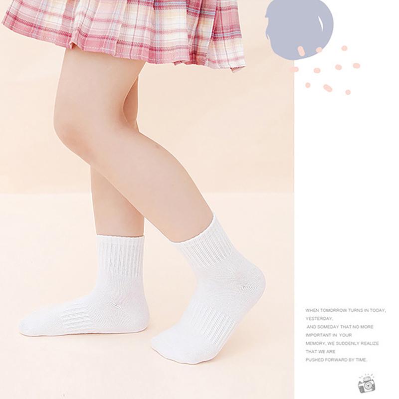 5 Pairs Student Sports Socks Cotton Soft Long Tube Socks Absorbing Sweat Girls Boys Baby Black White Tube Socks 1-13 Years