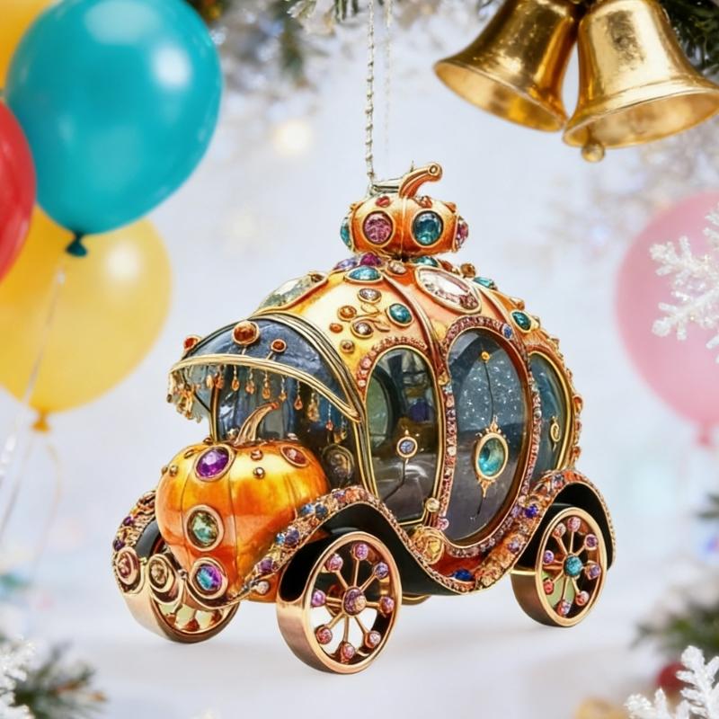 Enchanting Cinderellas Pumpkin Carriages Auto Interior Hanging Ornament Crafted from Acrylic for Gift Giving on Various Holidays