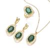 Retro Fashion Atmospheric Gem Necklace Earrings Set Jewelry Four-Piece Set