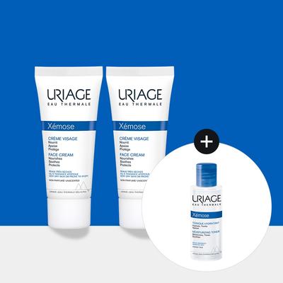 Uriage [soothing Nourishing Barrier Cream] Uriage Hair Removal Face 2 Pack Package  40ml+40ml+Hair Removal Toner 50ml Free 