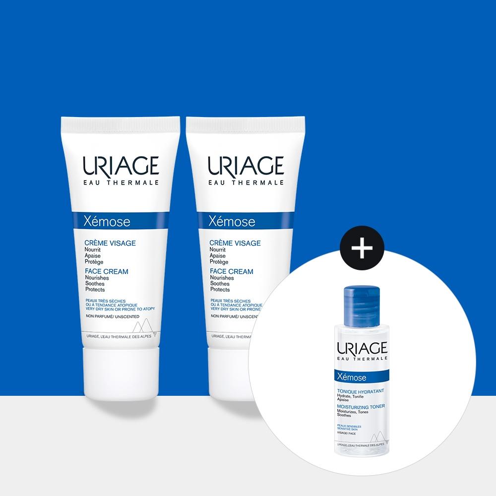 Uriage [soothing Nourishing Barrier Cream] Uriage Hair Removal Face 2 Pack Package  40ml+40ml+Hair Removal Toner 50ml Free