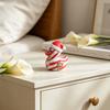 Resin Candy Stripe Duck Figurine Holiday Tabletop Decoration with Bow and Snowflake Details Festive Seasonal Ornament for Home and Office Display
