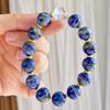 12Mm Natural White Crystal Lapis Lazuli Design Bracelet Bracelet.