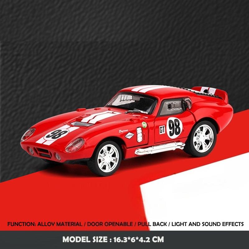 Simulation 1/32 Ford Shelby Cobra Sports Car Model Sound and Light Pull-Back Toy Vehicle Boy Ornament Collection Miniature Voiture