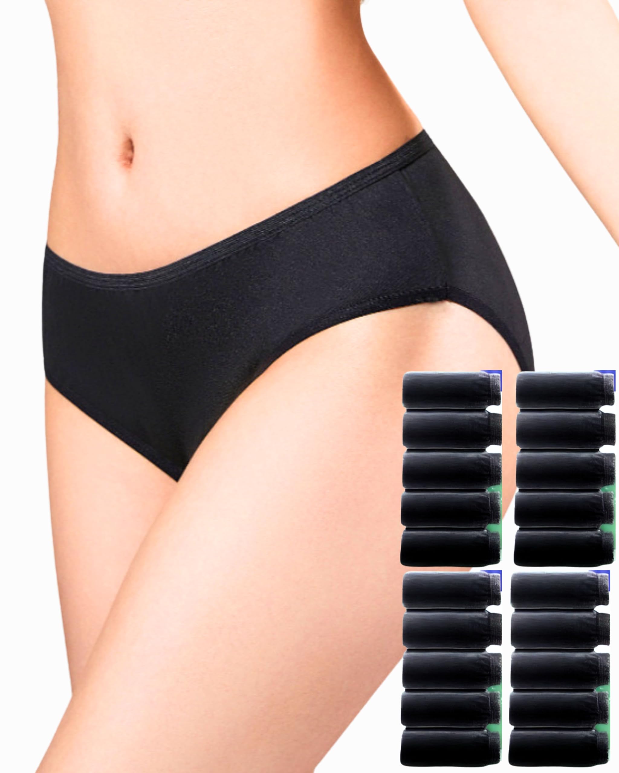 

Disposable for Sanitary Emergency and Nursing Sizes [Mwwct] Nurse-Recommended Panties, Black, 20-Pack [Individually Wrapped, Poly-Cotton Blend]