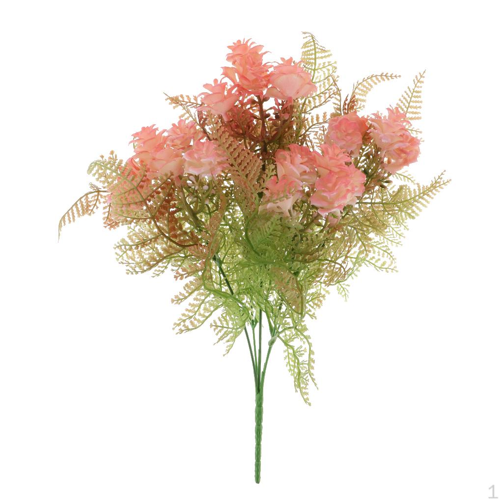 Artificial Fern Plants Branch Persian Roses Flower Bouquet Wedding Holiday Floral Crafts Display