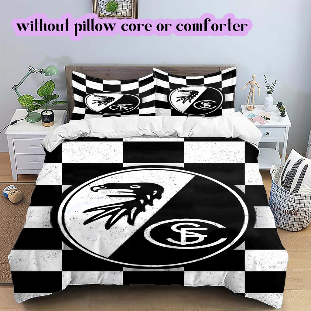 SC Freiburg Pattern Bedding Quilt Set Quilt Cover Pillowcase Home Decoration Birthday Gift (1 * duvet cover + 2 * pillowcase, without core)