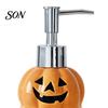 Ceramic Soap Pump Bottle Halloween Ghost Dispenser, with Stainless Steel Pump, Pumpkin Refillable Holiday Theme Dispenser Liquid Hand Container, Empty