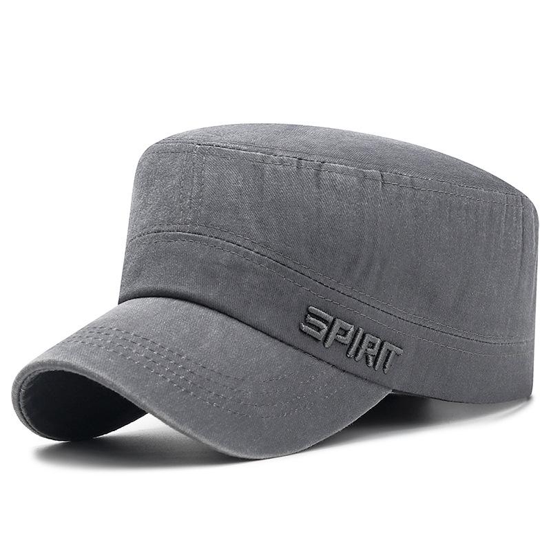 Men's Washed Faded Duckbill Cap - Flat Top Sunshade for Spring & Autumn