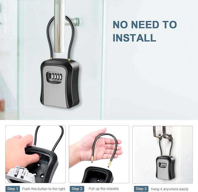 Large Key Lock Box for Outside Anti Loss Resettable Code Safe Security Lock Box for Home Office Apartment Spare Key Storage