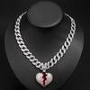 Street Hip-hop Style, Broken Personality, Cracked Heart Pendant, Hanging Chain, HIPHOP15mm Watch Buckle, Cuban Necklace