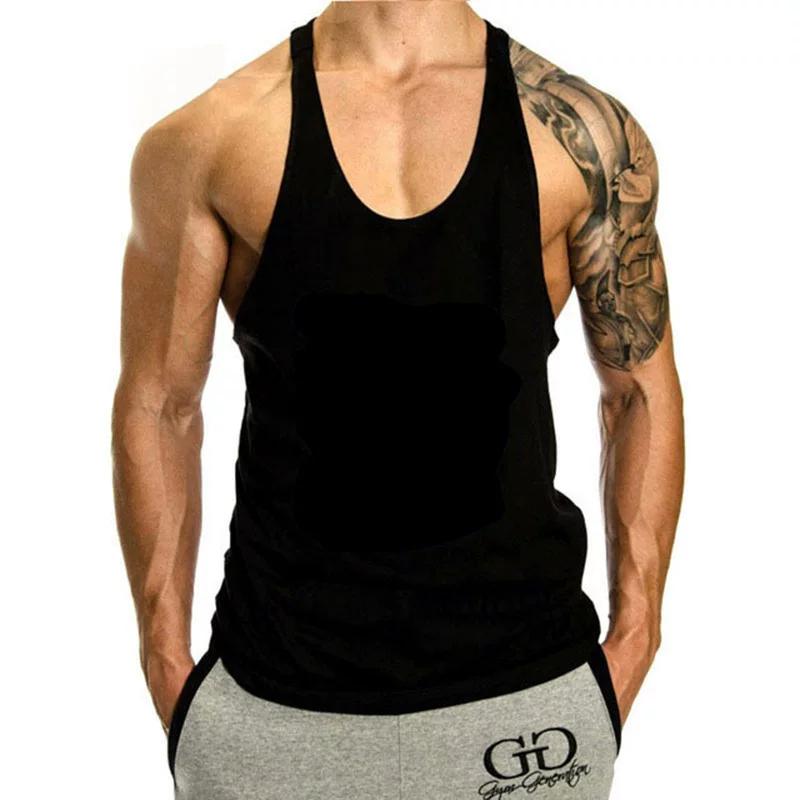 Men's Fitness Tank Top for Muscle Training, Loose Fit, Racerback, Sports Running, Cotton Sleeves, Trendy Style