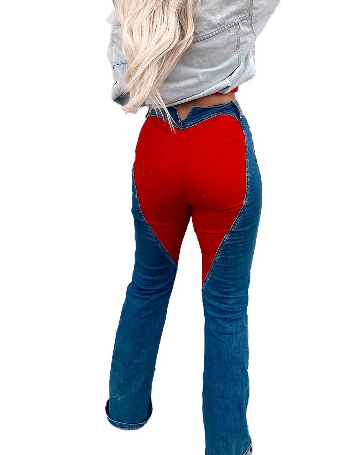 

2025 Spring/Summer Patchwork Color Block Street Casual Denim Pants Large