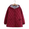 Parka Taglie Forti Autunno Inverno Abbigliamento Donna Vestibilità Larga Giacca Imbottita Moda con Cappuccio Argyle Spaccato Sottile Cappotto di Cotone