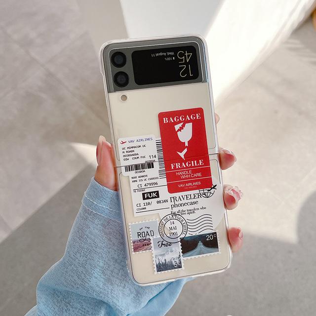 

Забавный оригинальный чехол для телефона с этикеткой для Samsung Galaxy Z Flip 3 /Z Flip прозрачный жесткий чехол для задней панели из ПК For Samsung Z Flip 3