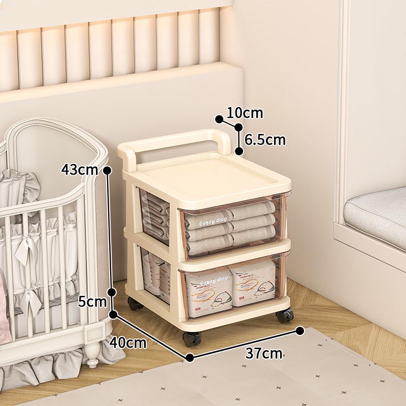 4-Layer Small Movable Trolley Rack, No Assembly Required, Plastic, Convenient Snack Storage