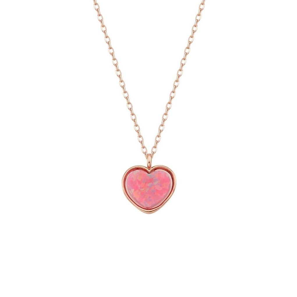 LLOYD Heart Pink Color Opal Collection 10k Necklace LNT18085T