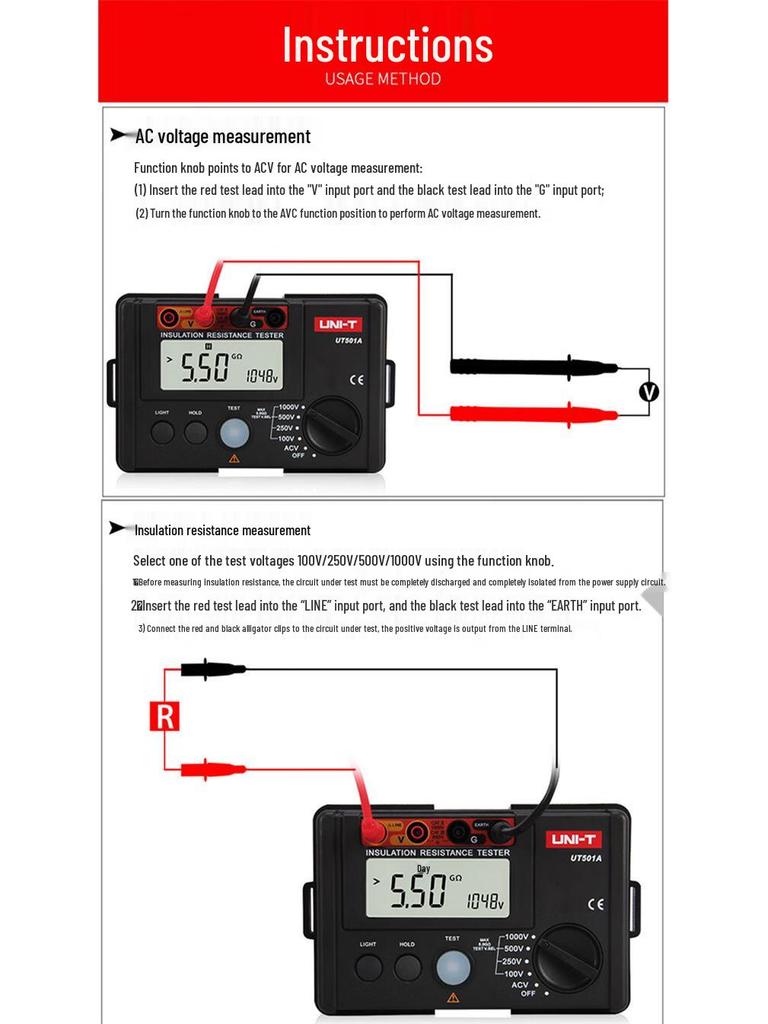 UNI-T UT501A/2A Hand-Crank Insulation Resistance Megohmmeter