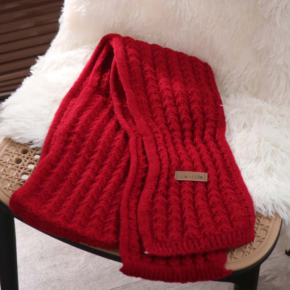 Casual Solid Color Knit Scarf Thicken Men Women Scarf Fashion Winter Knitted Scarves  Gifts