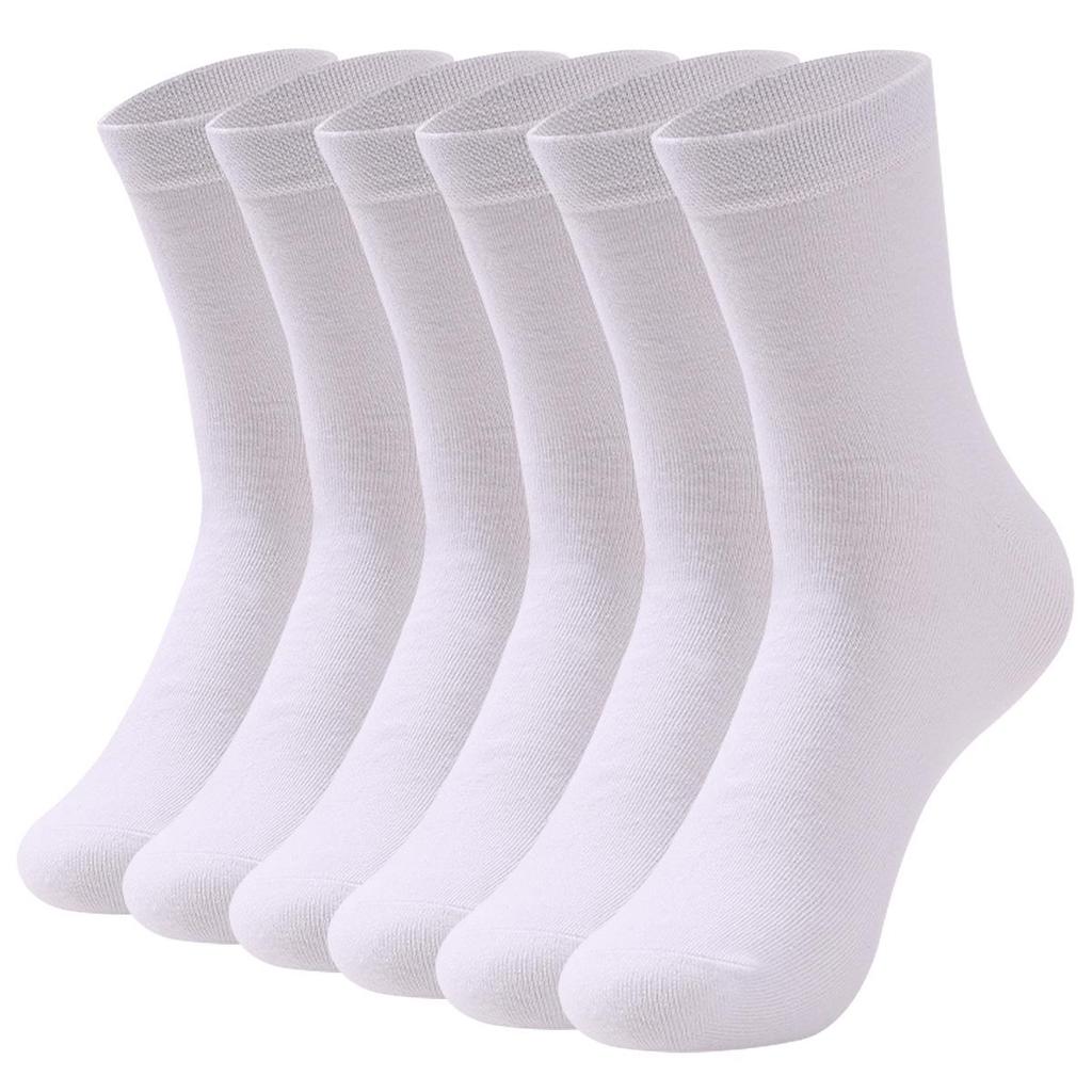 6 Pairs Men's Large Seamless Sweat-Absorbing Odor-Resistant Mid-Calf Socks for Autumn/Winter