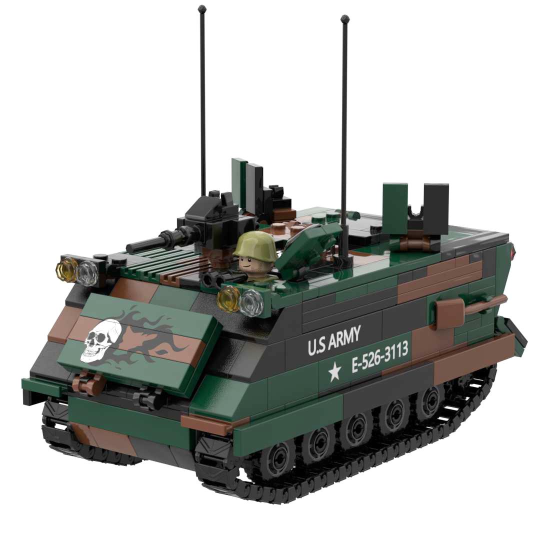 M113 Бронированная машина пехоты БМП 1.5 Широкая гусеница Военный Конструктор Набор кубиков Боевая машина Бронетранспортер Камуфляж
