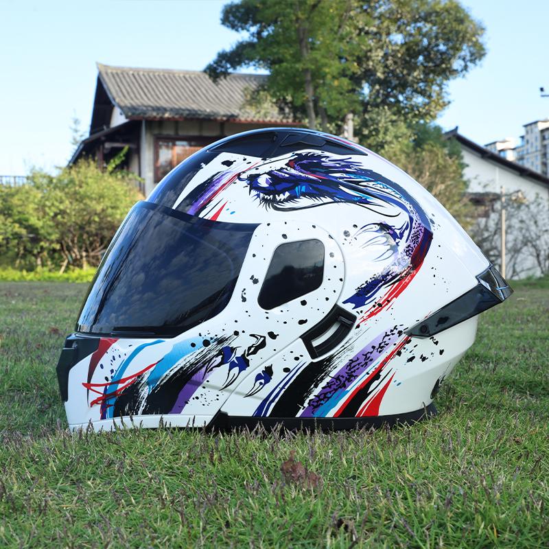 ORZ Flip Up Motorcycle Helmet Modular Full Face Dual Visor DOT Approved Street Bike Touring Crash Helmet