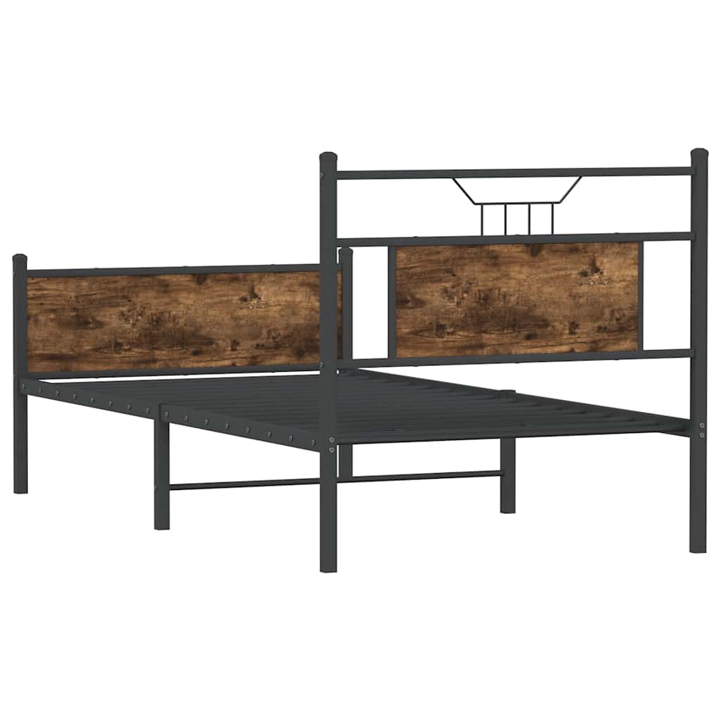 Bed Frame without Mattress Smoked Oak Finish 80 x 200 cm Engineered Wood