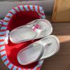 Korean Women's Fashion Silver Thick Sole Height-Boost Beach Slippers