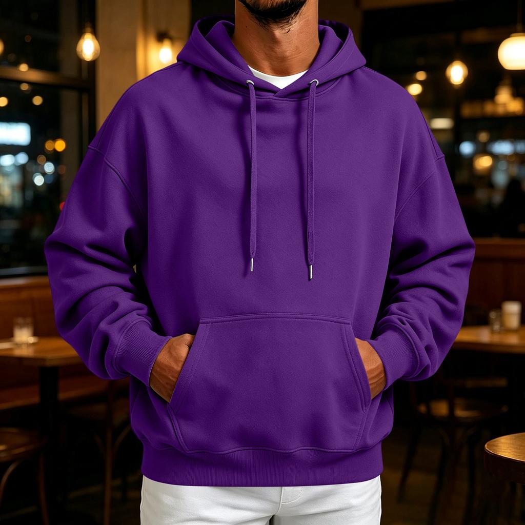 Men's Retro Hoodie Loose Fit Casual Pullover Sweatshirt for Fall Winter