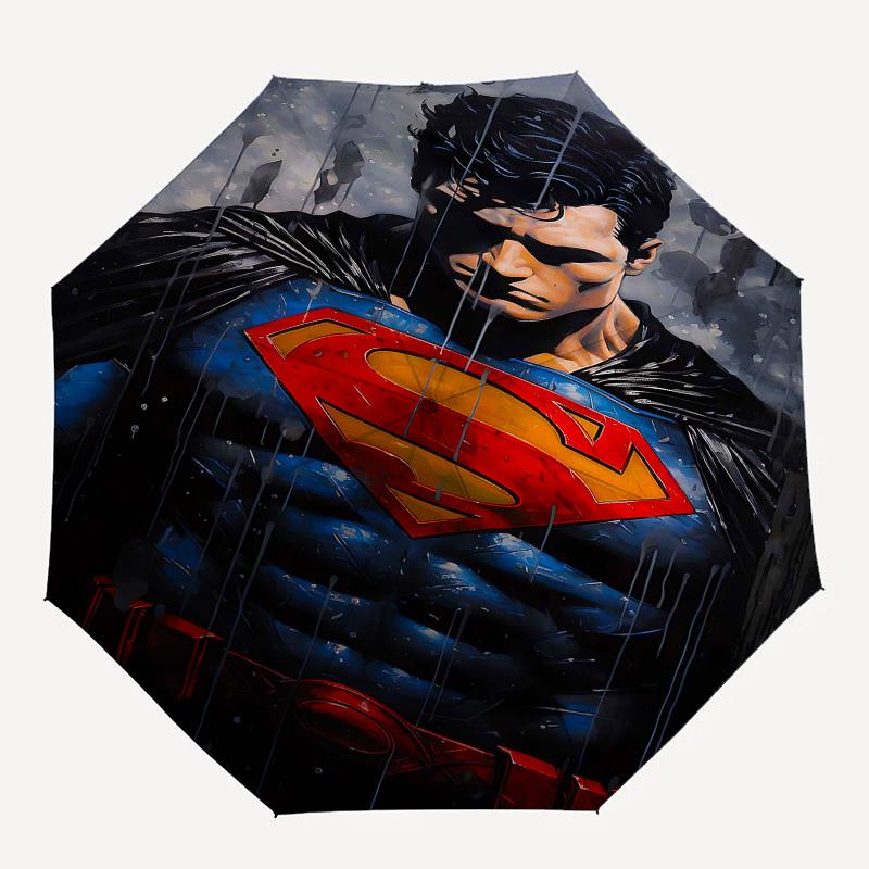 

1pc Superman Rain Automatic Folding Umbrella - Compact 8-Rib Design, Durable Plastic & Iron1444L