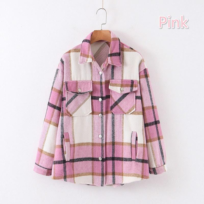 

Жіноче пальто в клітку, куртка, вільне пальто, модне пальто з довгим рукавом, осінні товсті вовняні сорочки L