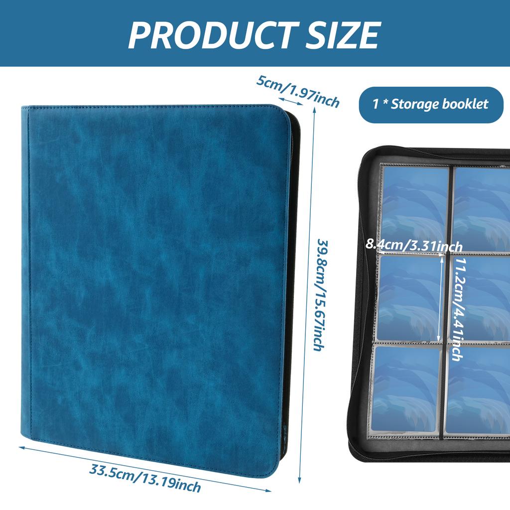 PU Leather nine grid Trading Card Album Large Capacity Zipper Closure Card Collection Album Storage Case for Storage