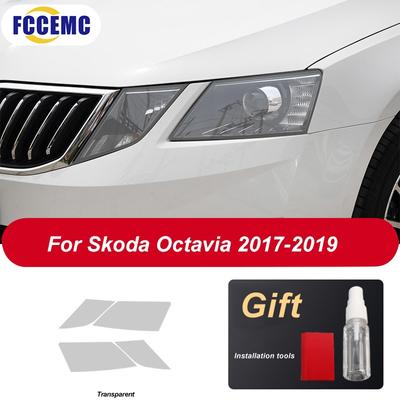 Film de protection pour phares de voiture Skoda Octavia 2017 2018 2019, autocollant en TPU noir transparent pour restauration de phares, accessoires