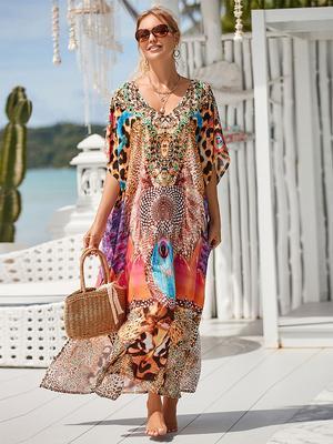 Sommer-Strandkleid-Überzüge für Frauen, Badeanzug-Überzug, Strandmode, Sarongs, Bademode, Kaftan
