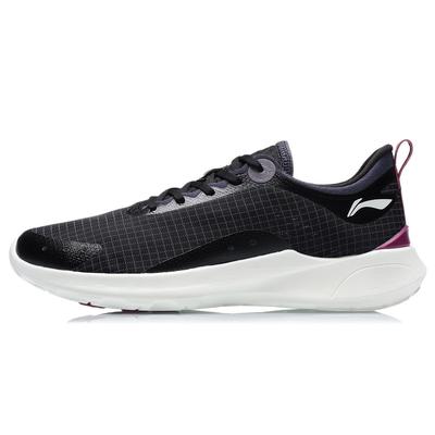 Li Ning Lightweight Shock Absorbing Wear Resistant Non Slip Low Top Running Shoes Women Sneakers Black White ARBR002-4