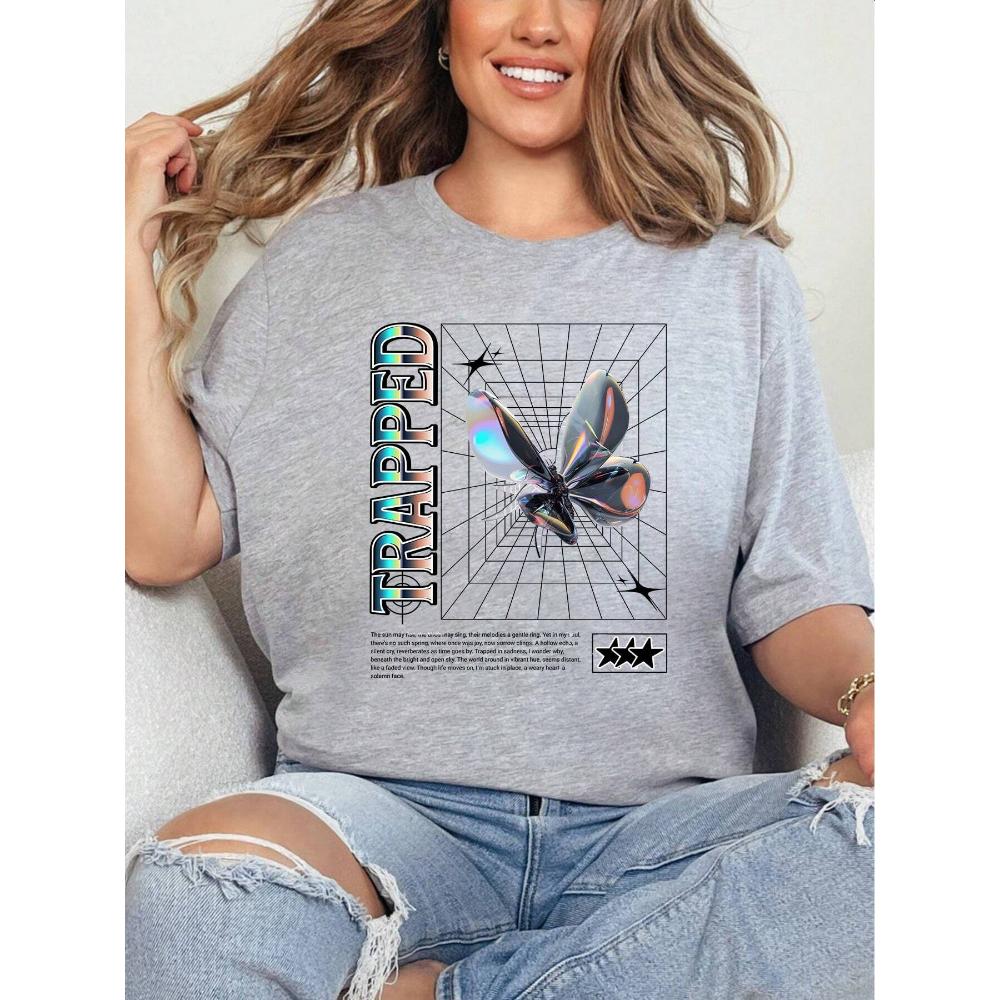 

Футболка с бабочкой, унисекс, 100% хлопок, удобная и художественная, идеально подходит для творческих натур и повседневных выходов, уникальный подарок для любителей искусства L