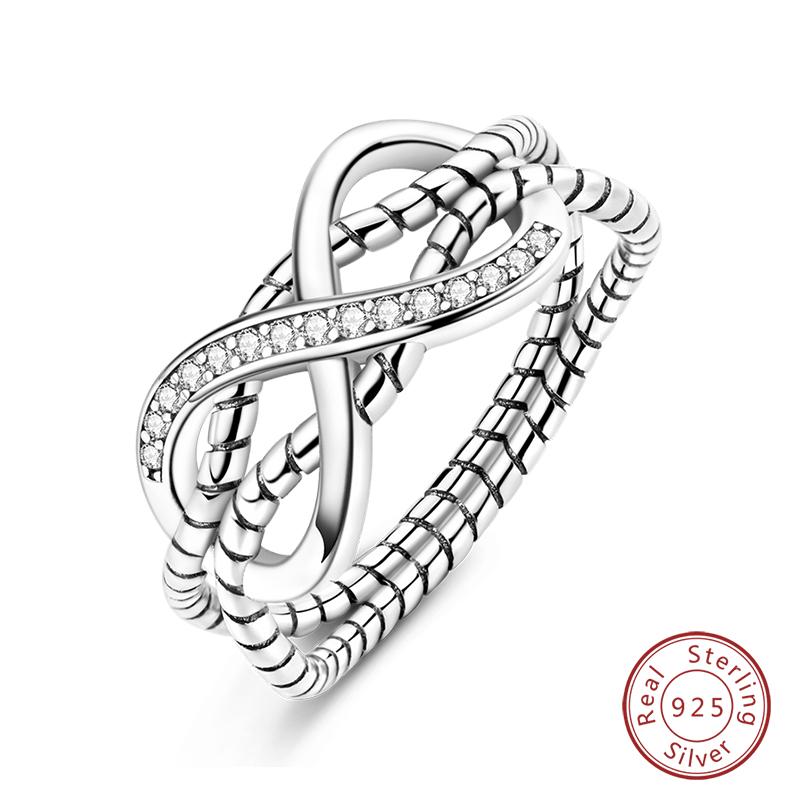 925 Silver Heart Shaped Infinite Minimalist Rings Hollow Celtic Knot Rings For Women Elegant Engagement Wedding Jewelry