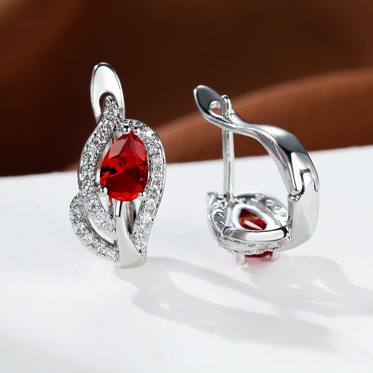 

Изысканные женские украшения с каплями воды, красивые красные, синие, фиолетовые каменные серьги, серьги-кольца, романтический подарок на день святого валентина серебряный/красный