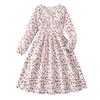 Sweet Dress for Girls, Autumn Children's Fashion Floral Long-sleeved Cinched Waist Dress