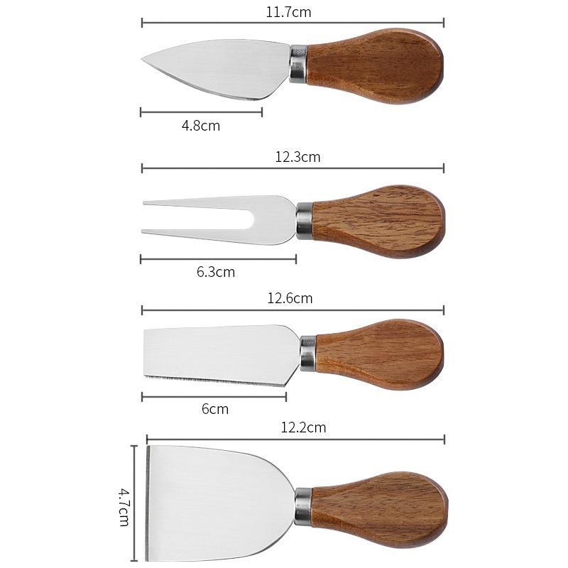 Acacia Wood Cheese Board with Stainless Steel Cheese Knife Set Home Kitchen Cheese Serving Platter Tools