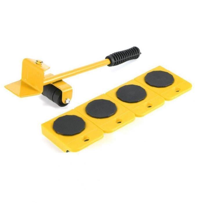 Furniture Lifter Mover Tool Set Slider Rouleau robuste pour canapés Couches Réfrigérateurs 5pcs Jaune