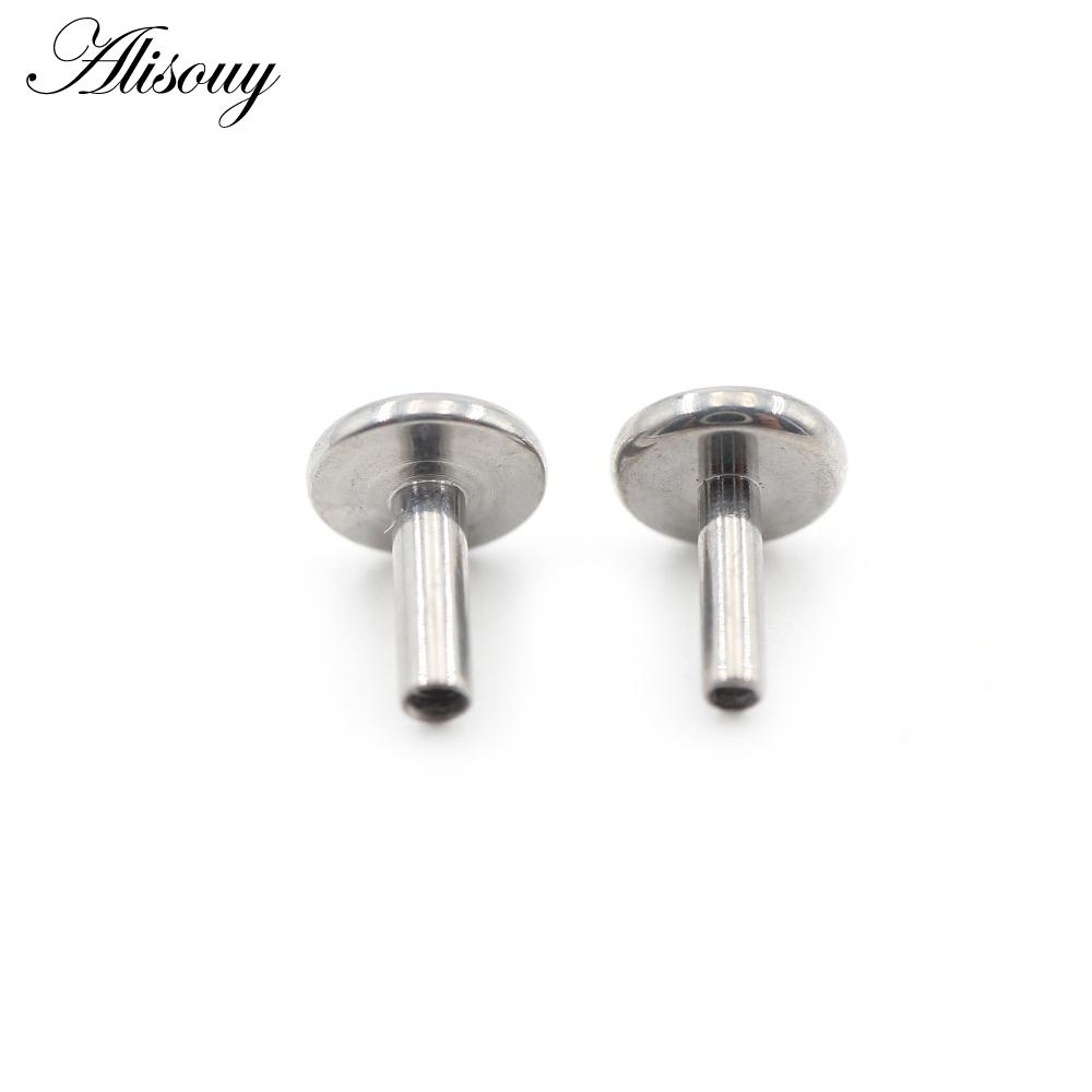 Alisouy 1PC G23 Titanium Internally Threaded Labret Shaft Lip Replacement Flat Bar Ear Tragus Stud Earring Body Piercing Jewelry
