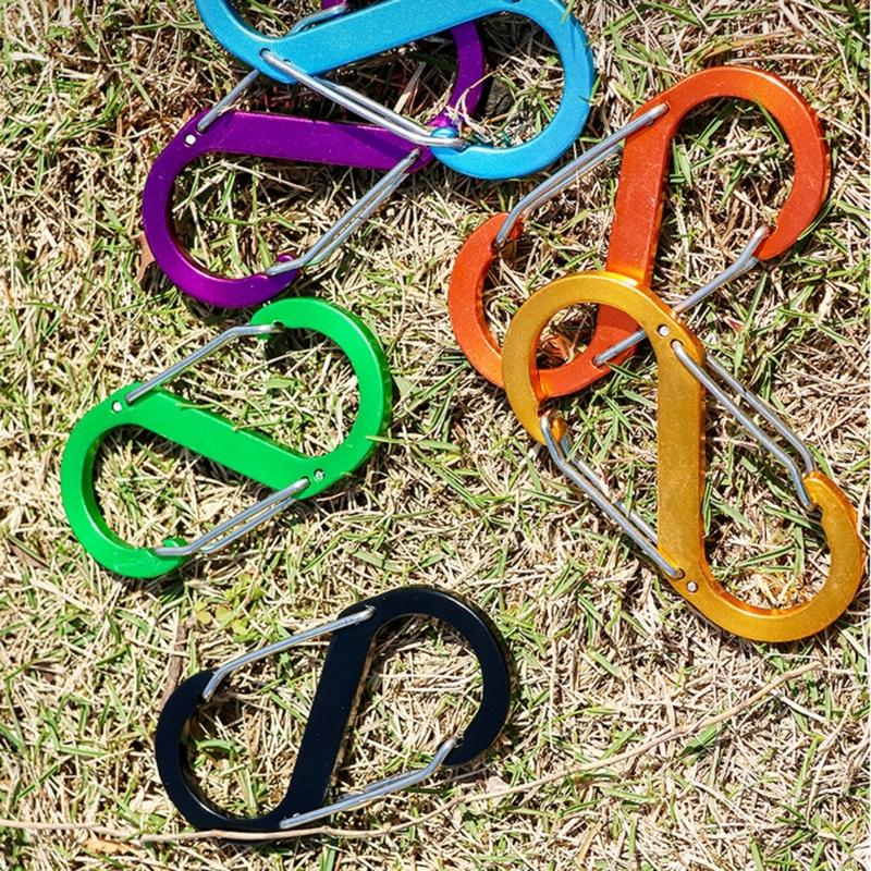 Aluminiumlegierungen S-förmiger Karabiner Doppel-Schnapphaken Karabiner Schlüsselanhänger Kleiner Federclip für Camping Angeln Reisen