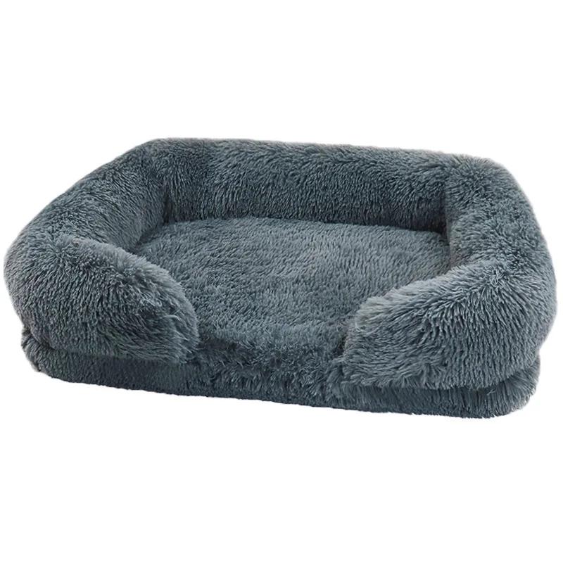 Grand lit pour chien en peluche pour animal de compagnie, coussin épais d'hiver, lit de couchage pour chien, canapé amovible, petit et grand chien