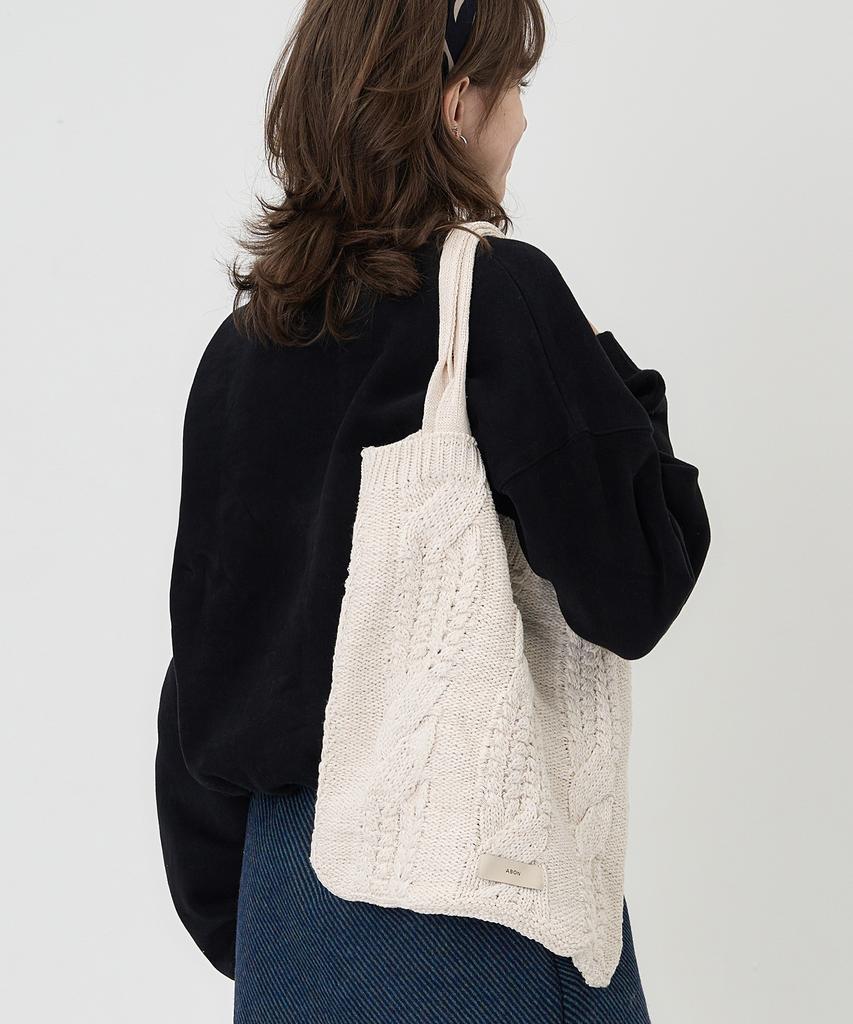 The-Abon Cable Knit Shoulder Bag Green