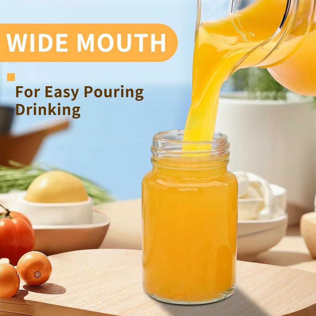 Glass Shot Bottles with Lids, 12 Pack 2oz Ginger Shot Bottles with Labels, Leakproof Wide Mouth Small Glass Jars with Lids for Juice, Ginger, Spices