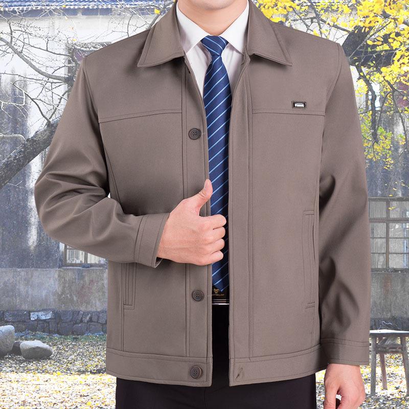 Men's Lapel Jacket - Mid-Aged & Elderly Spring/Autumn/Winter Overcoat Dad's Wear