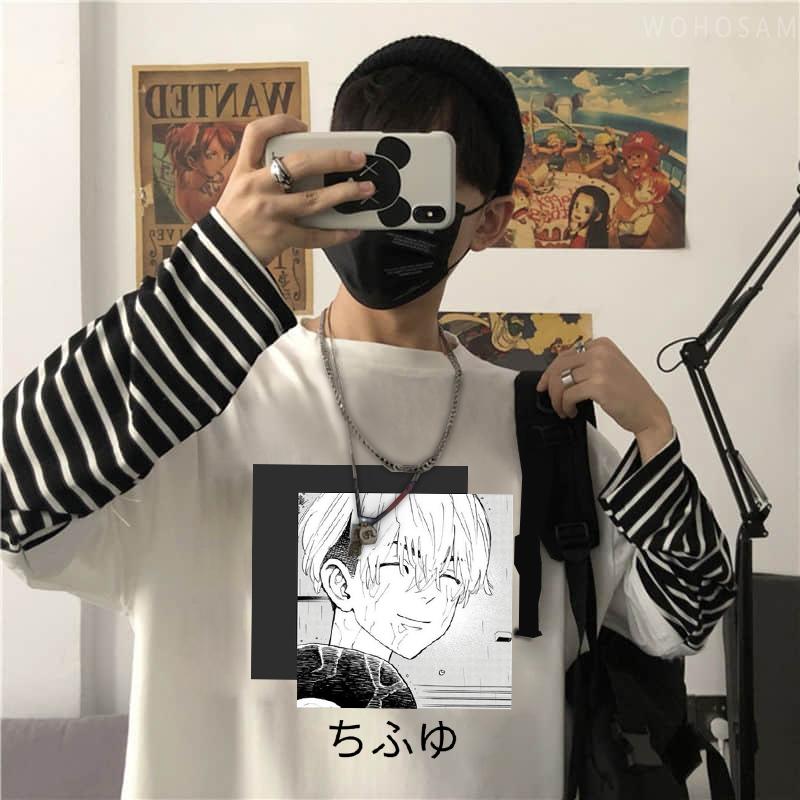 Anime Manga Kawaii Usmívající se Chifuyu Matsuno Tokyo Revengers Tričko Ležérní Harajuku Pánské Dámské Podzim Falešné Dvojité Dlouhý Rukáv Tričko
