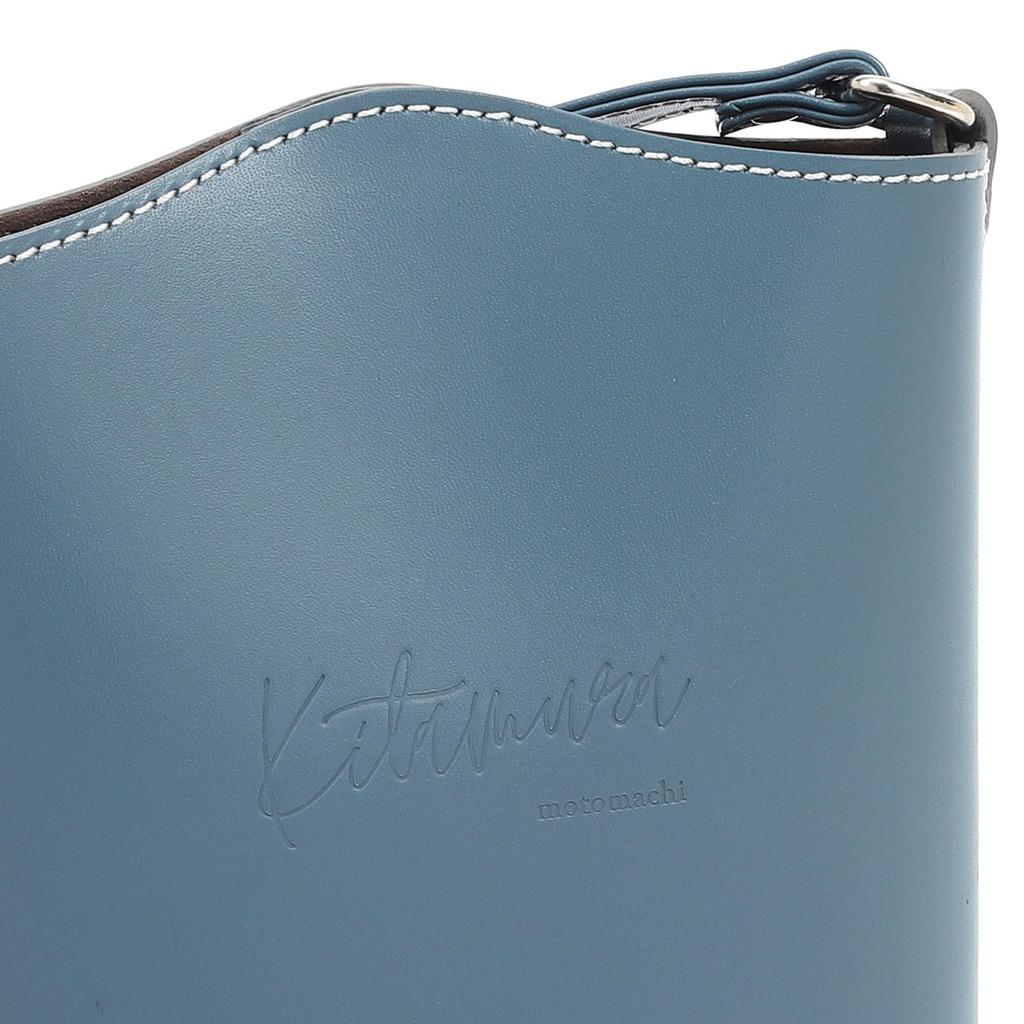 Handwritten Logo Smartphone Shoulder Bag Stitch 20911 [Kitamura] N-0021 Women's Blue/Ivory [Blue]